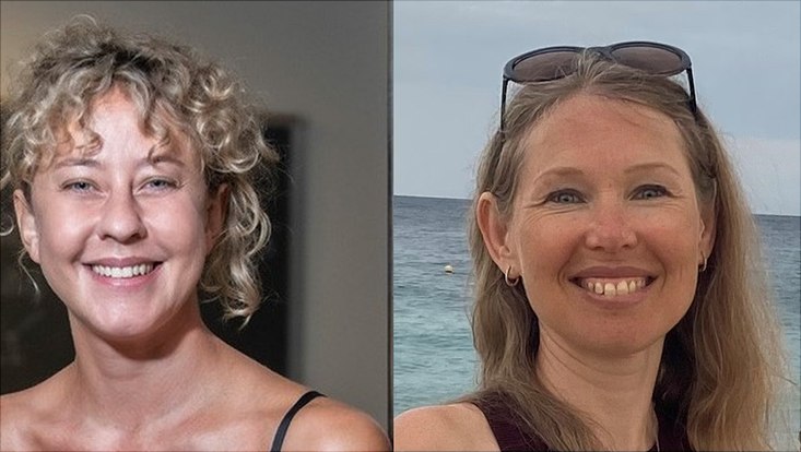 Zwei Portraits von lachenden Frauen